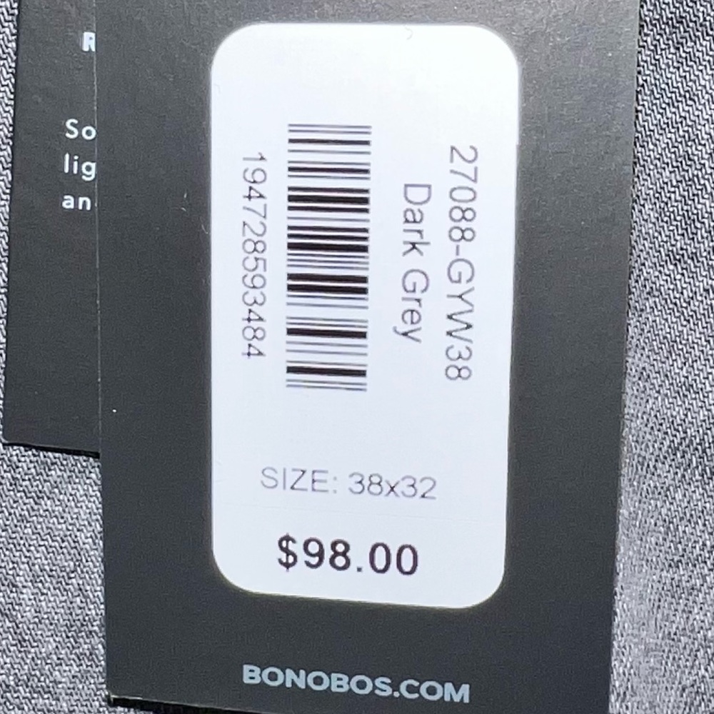 NWT $98 Bonobos Stretch lightweight jeans 38x32 dark gray - Picture 4 of 12